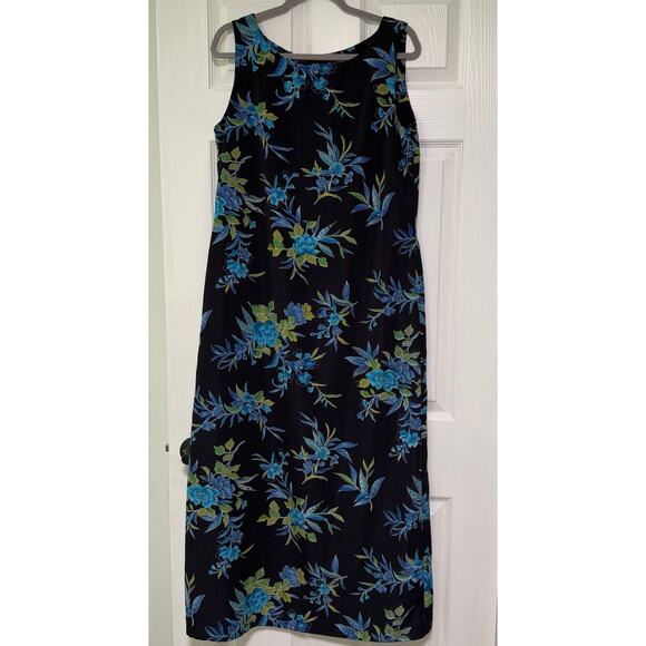 Studio I Women's Floral Blue Navy Sleeveless Maxi Dress Size 12 - Picture 1 of 12